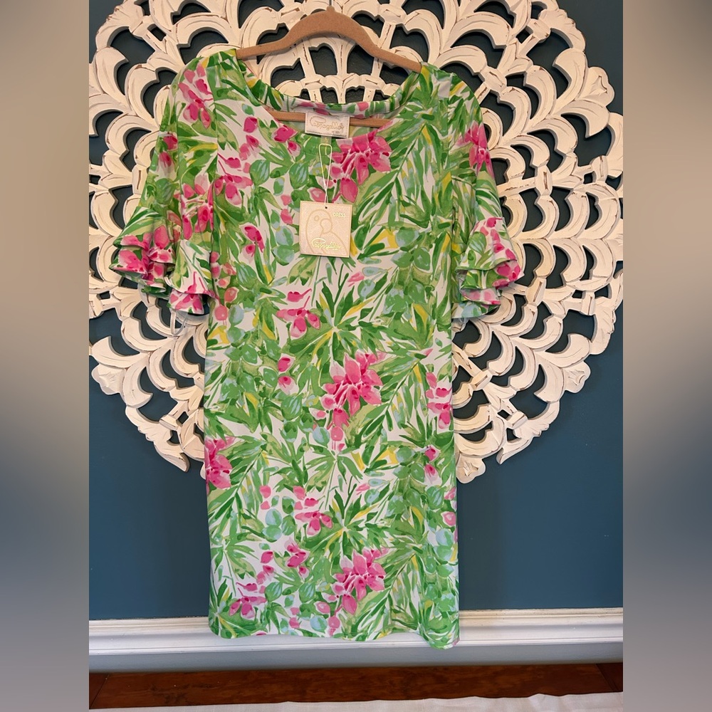 NWT Pappagallo Erika-Dress Parrot Green Multi Size Small